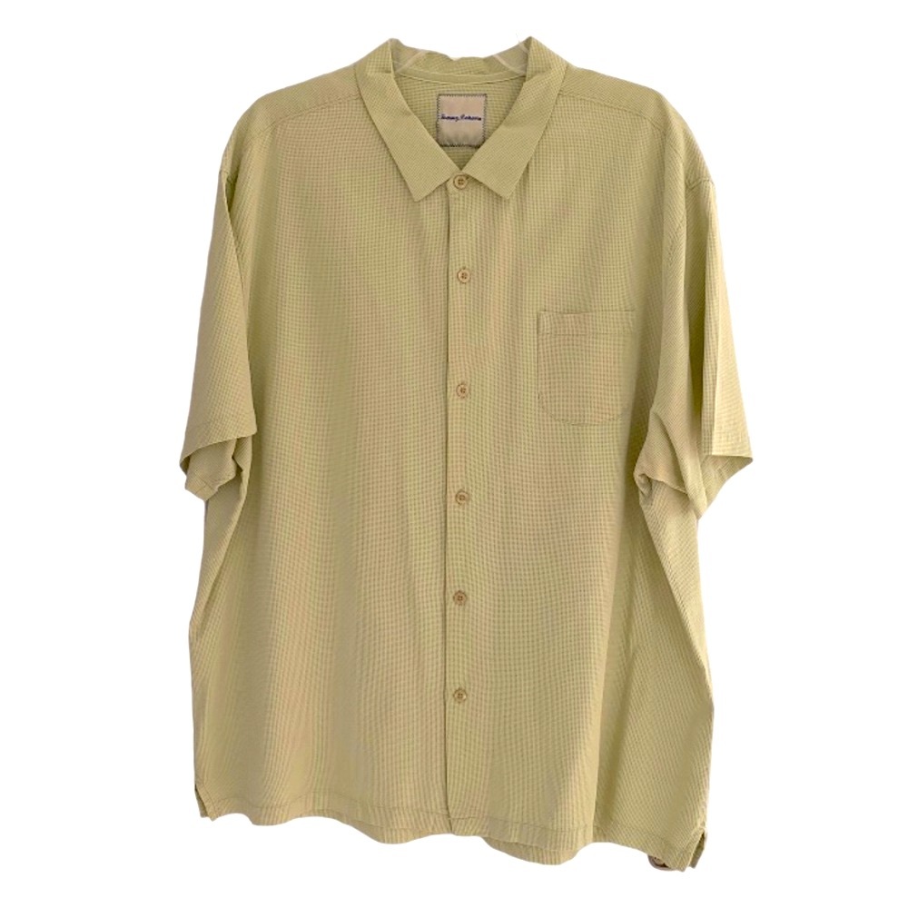 Tommy Bahama button up shirt short sleeve gorgeous dusty green 80% silk  3XL